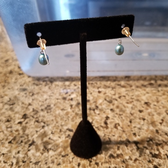 Swarovski Teal Faux Pearl Earrings - Picture 4 of 5